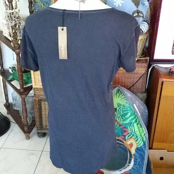 Nwt Crosby blue top with sequins down each side - Picture 3 of 9